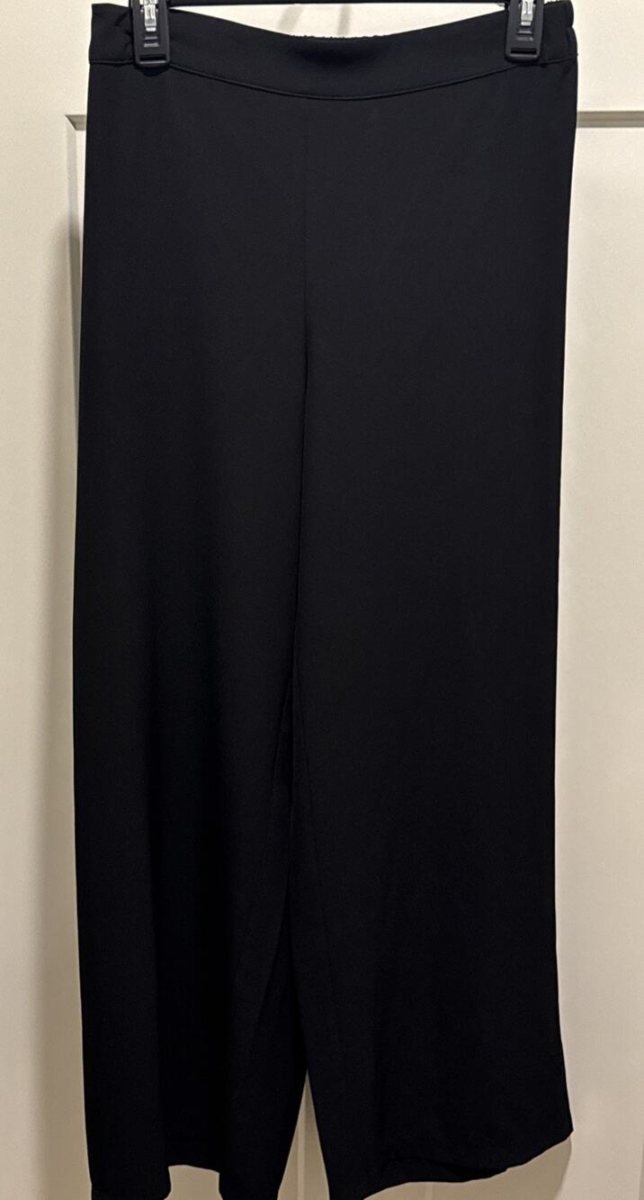Tahari Womens Black Stretch Comfort Pants Size Medium Straight Wide Legs